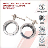 Barbell Collars 2" Olympic Stainless Steel Locks Clips Clamp