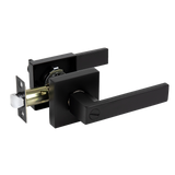 Door Handle Set Lever Privacy Function Square Black