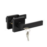 Door Handle Set Lever Privacy Function Square Black