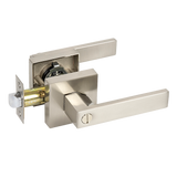 Door Handle Set Lever Privacy Function Square Satin Nickel