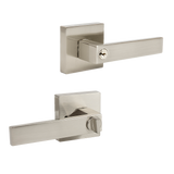 Door Handle Set Lever Lock Function Square Satin Nickel