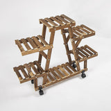 Plant Stand Outdoor Indoor Garden Wood Bamboo Shelf Folding 100CM Length