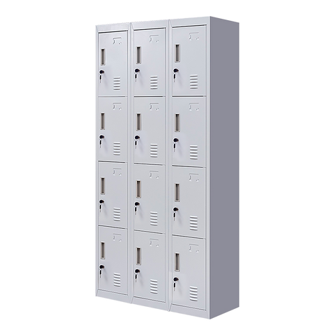 12-Door Locker for Office Gym Shed School Home Storage - Standard Lock with Keys