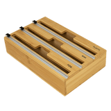 Darrahopens Home & Garden > Kitchenware 3 Grids Bamboo Food Wrap Dispenser Cutter Foil Cling Film Storage Holder Box Kitchen