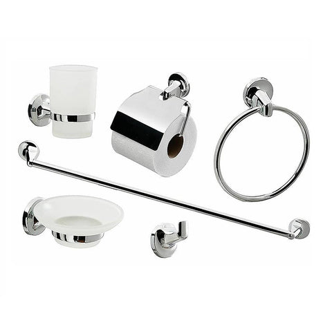 Bathroom Accessories Set 6 Piece Pack Chrome Wall Mounted Easy Fittings