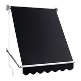 Retractable Fixed Pivot Arm Window Awning Patio Garden Blinds 2.4m x 2.1m Black