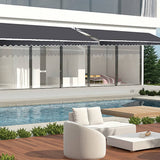Outdoor Folding Arm Awning Retractable Sunshade Canopy Grey 3.0m x 2.5m