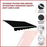 Outdoor Folding Arm Awning Retractable Sunshade Canopy Black 4.0m x 3.0m