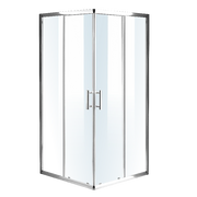 Adjustable Double Sliding Door Glass Shower Screen in Chrome - Style 2