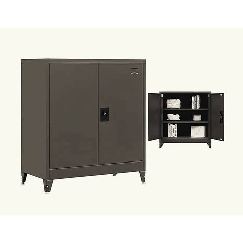 Two-Door Metal Short Cabinet Shelf Storage for Home Office Gym