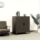 Two-Door Metal Short Cabinet Shelf Storage for Home Office Gym