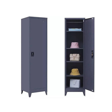 Single-Door Metal Tall Cabinet Shelf Storage for Home Office Gym