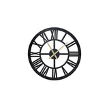 60cm Industrial Large Wall Clock, Round Metal Wall Clocks Roman Numerals Style