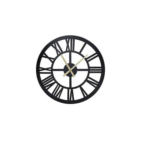 60cm Industrial Large Wall Clock, Round Metal Wall Clocks Roman Numerals Style
