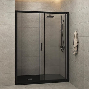 Adjustable 1100-1200mm Wall to Wall Sliding Door Glass Shower Screen in Black