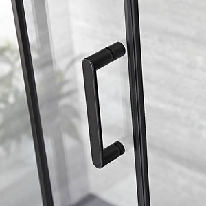 Adjustable 1500x800mm Single Door Corner Sliding Glass Shower Screen in Black