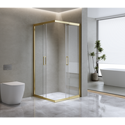 Adjustable Double Sliding Door Glass Shower Screen in Gold - - Style 3