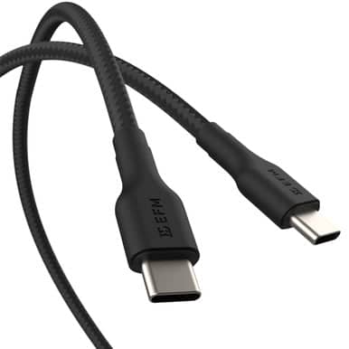 EFM USB-C to USB-C Braided Power and Data 1M Cable - Tested to withstand 20000+ bends - Black