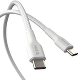 EFM USB-C to USB-C Braided Power and Data 2M Cable - Tested to withstand 20000+ bends - White