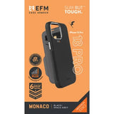 EFM Monaco Leather Wallet Case Armour with D3O 5G Signal Plus - For iPhone 13 Pro (6.1" Pro) - Black/Space Grey