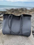 Neoprene Bag - Vegan Tote - 2 Piece Set - Charcoal