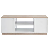Ashley Coastal White Wooden Coffee Table Oak and White