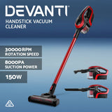 Devanti Cordless Stick Vacuum Cleaner - Black and Red