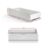 Artiss Set of 2 Bed Frame Storage Drawers Timber Trundle for Wooden Bed Frame Base White