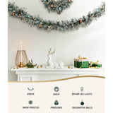 Jingle Jollys Christmas Garland with Wreath Set Snow Frosted Xmas Tree Decor