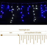 Jingle Jollys 800 LED Christmas Icicle Lights White and Blue