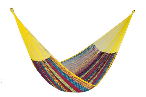 Mayan Legacy Queen Size Cotton Mexican Hammock in Confeti Colour