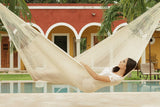 Mayan Legacy Queen Size Cotton Mexican Hammock in Cream Colour