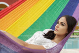 Mayan Legacy King Size Cotton Mexican Hammock in Rainbow Colour