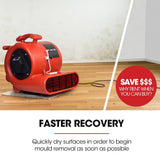 Darrahopens Appliances > Appliances Others Baumr-AG 3-Speed Carpet Dryer Air Mover Blower Fan, 1300CFM, Sealed Copper Motor, Poly Housing
