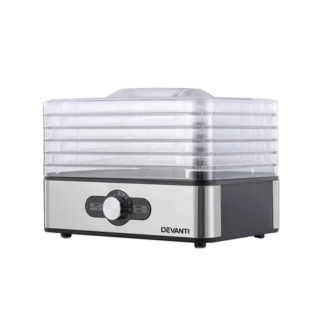Darrahopens Appliances > Appliances Others Devanti Food Dehydrators Jerky Dehydrator Fruit Dryer 5 Trays Stainless Steel