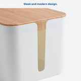 Darrahopens Appliances > Appliances Others GOMINIMO Set of Two Cable Management Box with Wood Pattern Lid (White) GO-CB-101-CD