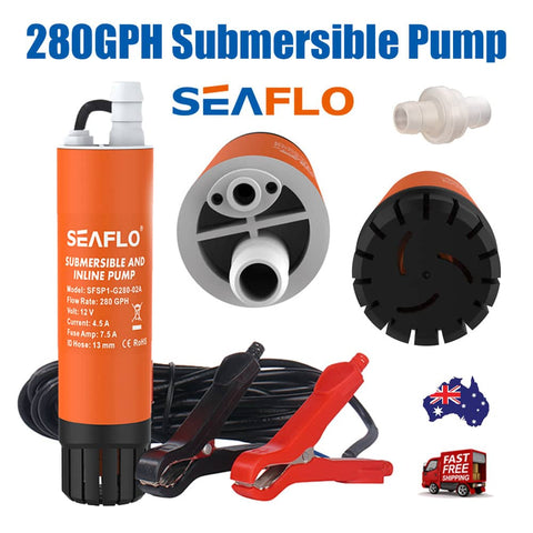 Darrahopens Appliances > Appliances Others Submersible Pump 12V 280G/H Boat Caravan Inline Water Pump SEAFLO SFSP1-G280-02