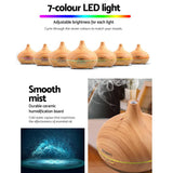 darrahopens Appliances > Aroma Diffusers & Humidifiers Devanti 300ml 4 in 1 Aroma Diffuser - Light Wood