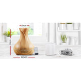 darrahopens Appliances > Aroma Diffusers & Humidifiers Devanti 400ml 4 in 1 Aroma Diffuser remote control - Light Wood