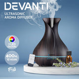 darrahopens Appliances > Aroma Diffusers & Humidifiers Devanti 400ml 4 in 1 Aroma Diffuser with remote control- Dark Wood