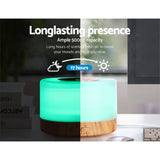 darrahopens Appliances > Aroma Diffusers & Humidifiers DEVANTI Aroma Diffuser Aromatherapy LED Night Light Air Humidifier Purifier Round Light Wood Grain 500ml Remote Control