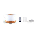 darrahopens Appliances > Aroma Diffusers & Humidifiers DEVANTI Aroma Diffuser Aromatherapy LED Night Light Air Humidifier Purifier Round Light Wood Grain 500ml Remote Control