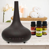 darrahopens Appliances > Aroma Diffusers & Humidifiers Essential Oil Diffuser Ultrasonic Humidifier Aromatherapy LED Light 200ML 3 Oils - Dark Wood Grain