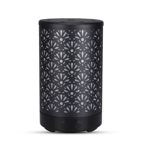 Darrahopens Appliances > Aroma Diffusers & Humidifiers GOMINIMO LED Aromatherapy Essential Oil Diffuser 100ml Metal Cover Fan Design with Dark Black Base