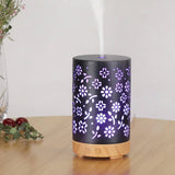 Darrahopens Appliances > Aroma Diffusers & Humidifiers GOMINIMO LED Aromatherapy Essential Oil Diffuser 100ml Metal Cover Floral Design with Light Wood Base