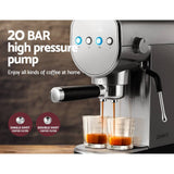 Darrahopens Appliances Devanti Coffee Machine Espresso Maker 20 Bar Milk Frother Cappuccino Latte Cafe