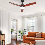 Darrahopens Appliances > Fans Devanti 52'' Ceiling Fan LED Light Remote Control Wooden Blades Dark Wood Fans