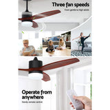 Darrahopens Appliances > Fans Devanti 52'' Ceiling Fan LED Light Remote Control Wooden Blades Dark Wood Fans