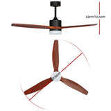 Darrahopens Appliances > Fans Devanti 52'' Ceiling Fan LED Light Remote Control Wooden Blades Dark Wood Fans