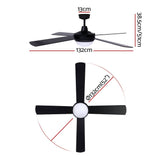 darrahopens Appliances > Fans Devanti 52'' Ceiling Fan w/Light w/Remote Timer - Black